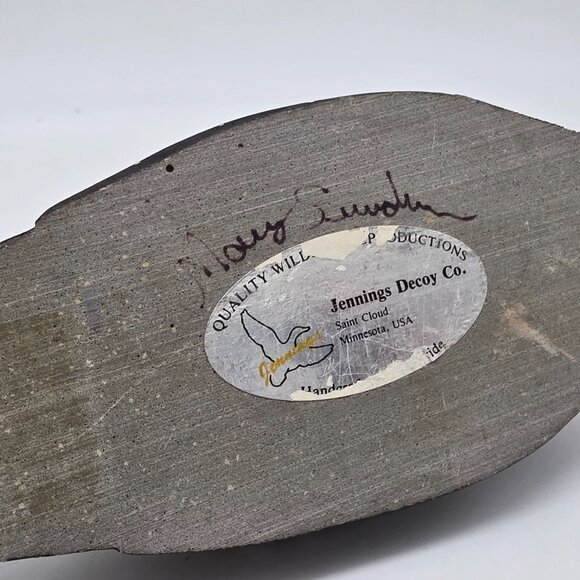 Handcrafted Common Loon Wildlife Figure Detailing Jennings Decoys 7.5" Signed - Picture 11 of 11